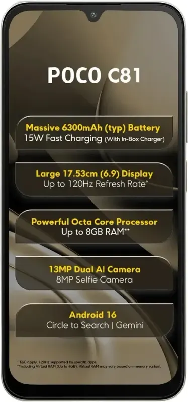Xiaomi Poco C81 – Sunset Gold · Front